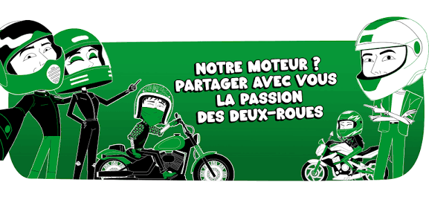 Illustration de motards en vert et blanc